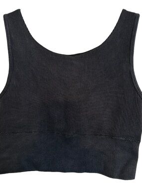 90 Degree by Reflex seamless ribbed longline sports bra / crop tank charcoal